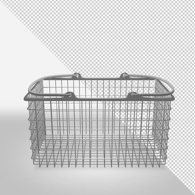 Cesta de la compra realista en 3d con otra vista lateral. cesta de supermercado png objeto