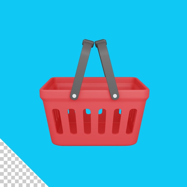 PSD cesta de la compra de representación 3d aislada útil para el comercio electrónico o la ilustración de diseño en línea de negocios