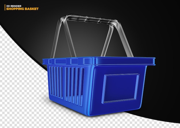 Cesta de la compra de supermercado azul aislada por composición