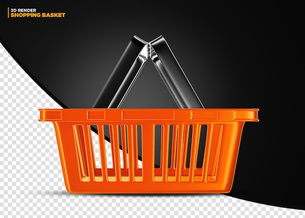 Cesta de la compra de supermercado naranja aislada por composición