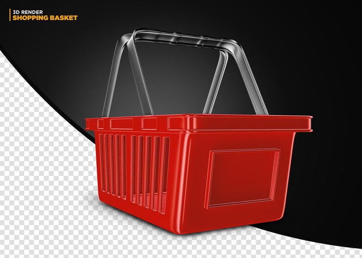 Cesta de la compra de supermercado rojo aislado por composición