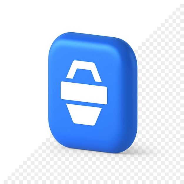 Cesta de la compra tienda en línea botón mercado comercial pago aplicación web diseño 3d icono isométrico