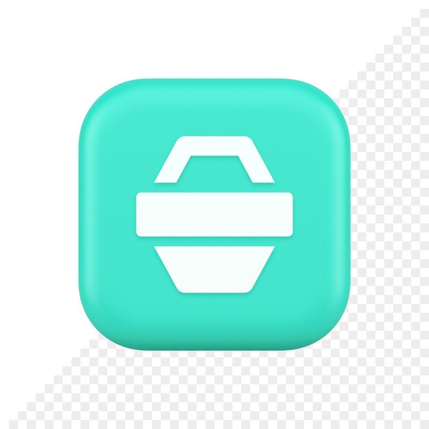 Cesta de la compra tienda en línea botón mercado comercial pago aplicación web diseño 3d icono