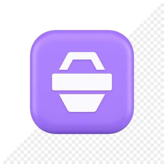 Cesta de la compra tienda en línea botón mercado comercial pago aplicación web diseño 3d icono