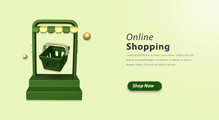 PSD cesta de compras 3d con ilustración de tienda de teléfonos