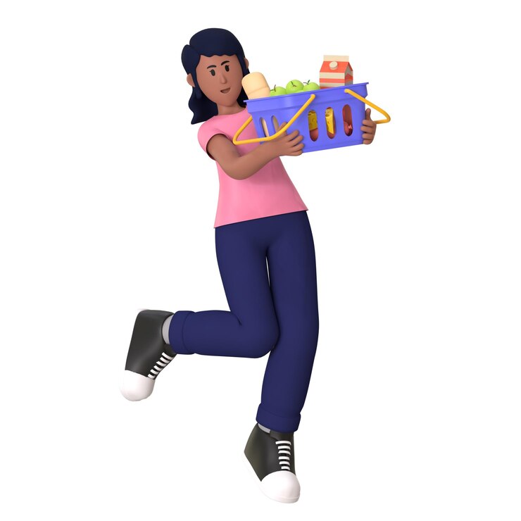 PSD cesta de compras comercio ilustración 3d