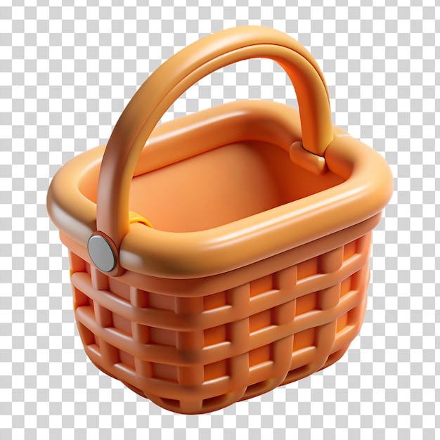 PSD cesta de compras naranja 3d aislada sobre un fondo transparente