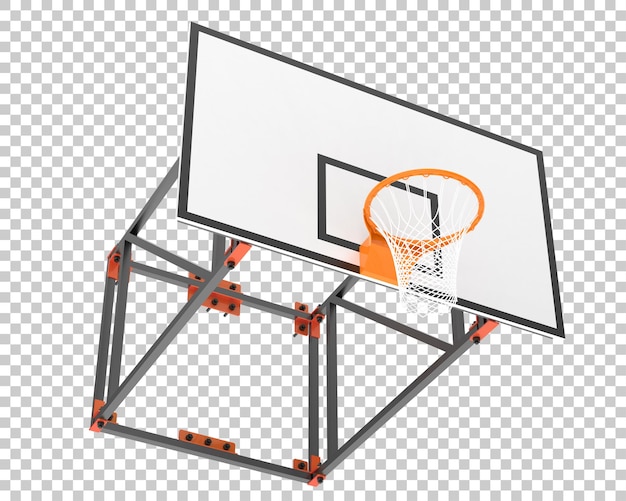 Cesta de basquete isolada na ilustração de renderização 3d de fundo transparente