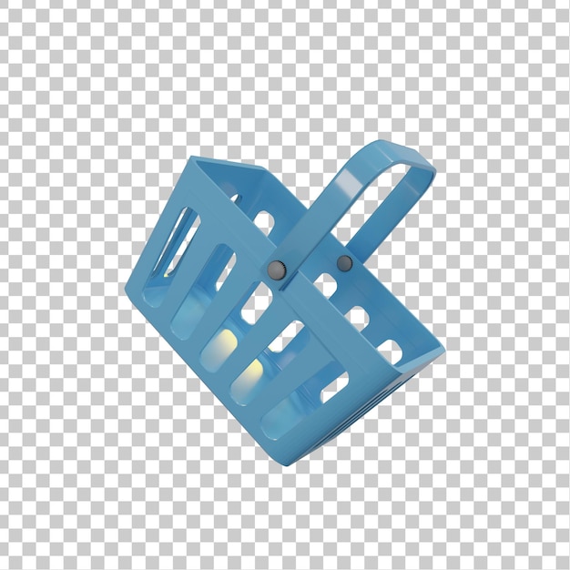 cesta de compras 3D azul isolada