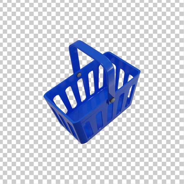 cesta de compras 3D azul isolada