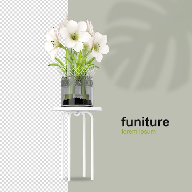 PSD cesta de flores com vista frontal em renderização 3d