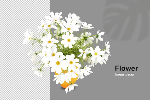 Cesta de flores em renderização 3D