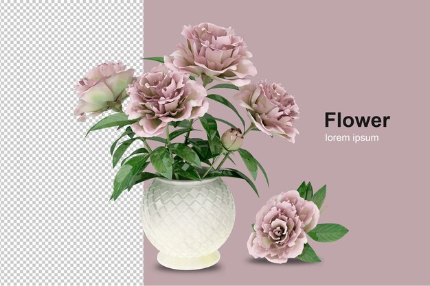 Cesta de flores em renderização 3d