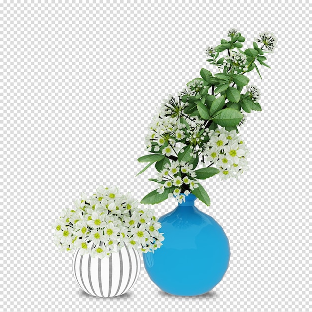 Cesta de flores em renderização 3d