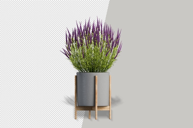 Cesta de flores em renderização 3d