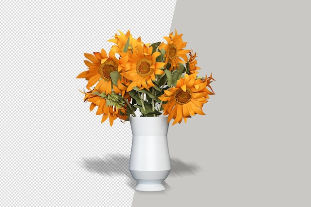 Cesta de flores em renderização 3d