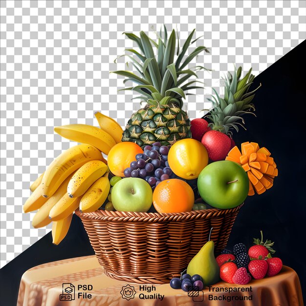 Cesta de frutas em fundo transparente inclui arquivo png