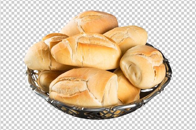 PSD cesta de pão francês pão tradicional brasileiro png fundo transparente