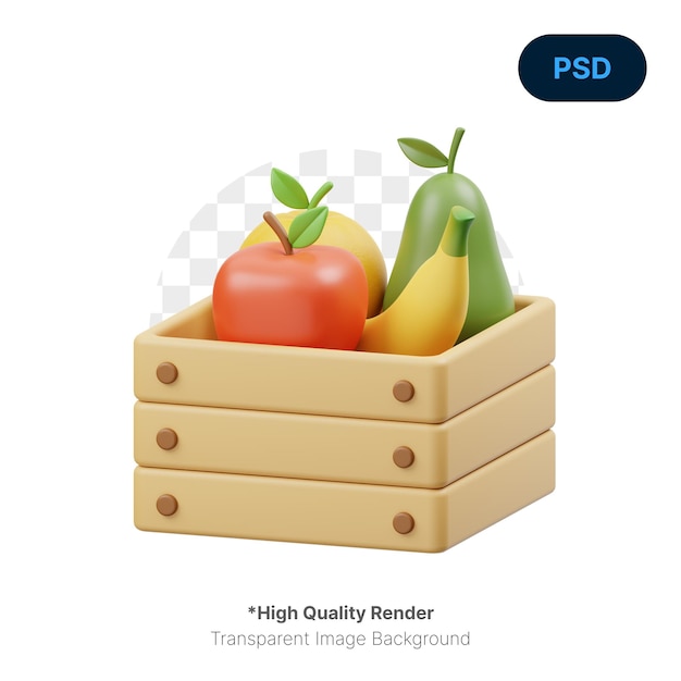 Cesta de vegetais ícone 3d psd premium