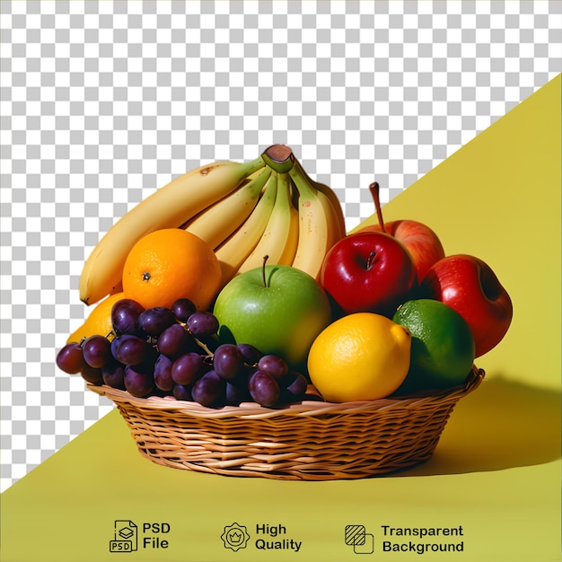 PSD cesta de frutas en fondo transparente incluye archivo png