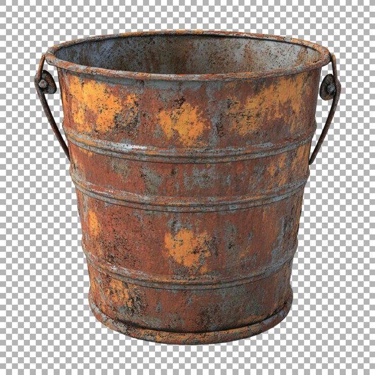 PSD cesta de hierro oxidado de png en fondo transparente generada por ai