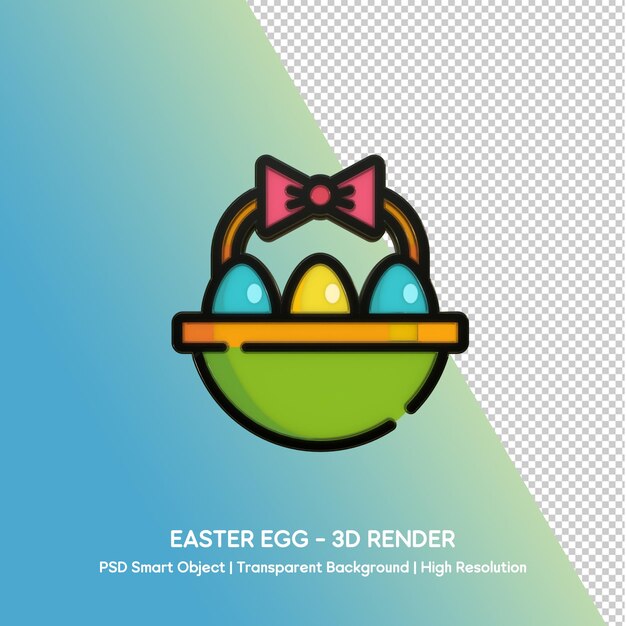 Cesta de huevos de Pascua Renderizado en 3D con fondo transparente