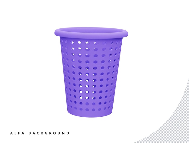 Cesta con icono de vector 3d estilo minimalista de dibujos animados