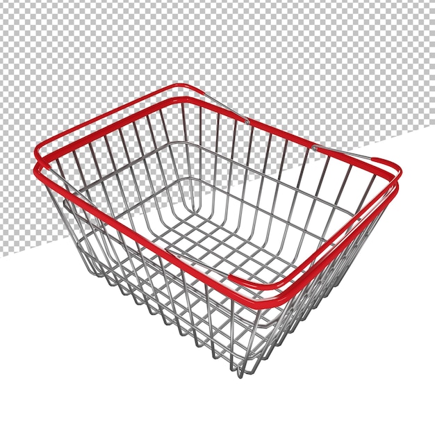 Cesta o carro de la compra sobre un fondo transparente, ilustración de representación 3D