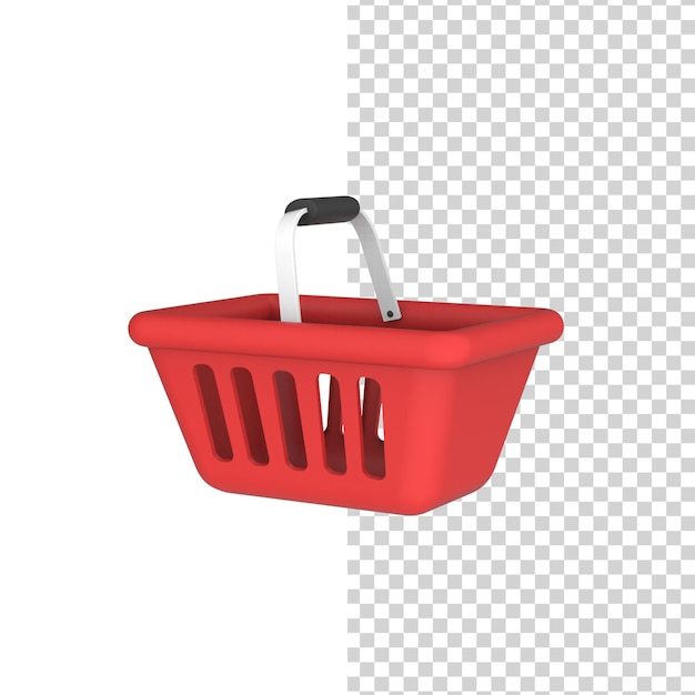 cestino della spesa vuoto rosso modello di rendering 3d