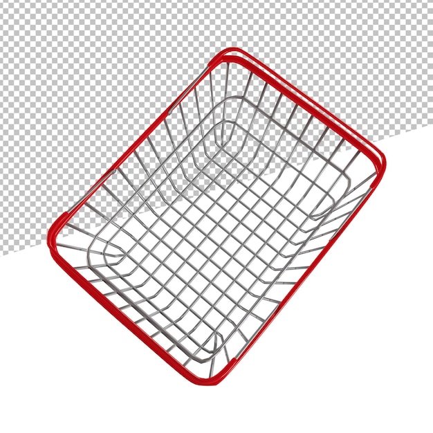 Cestino o carrello su uno sfondo trasparente, illustrazione di rendering 3D