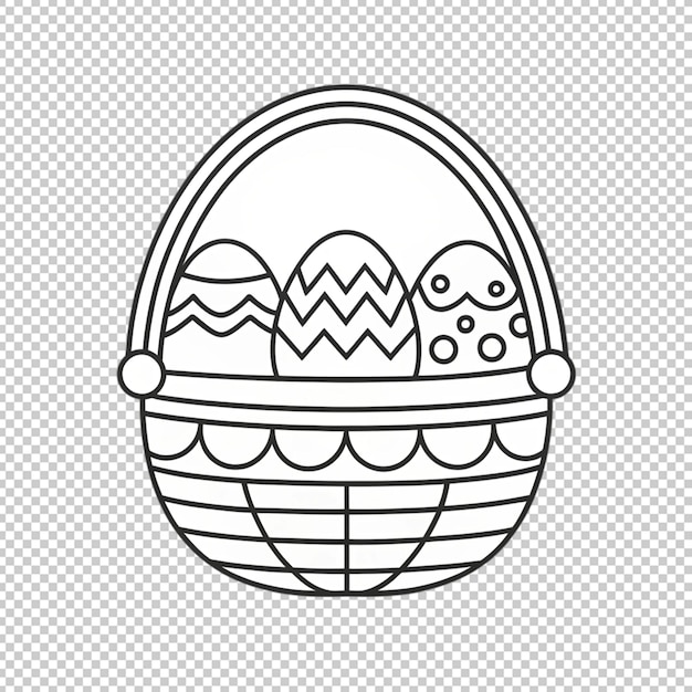 Cesto para colorear boceto de huevos de Pascua Símbolo de vacaciones Ilustración vectorial dibujada a mano
