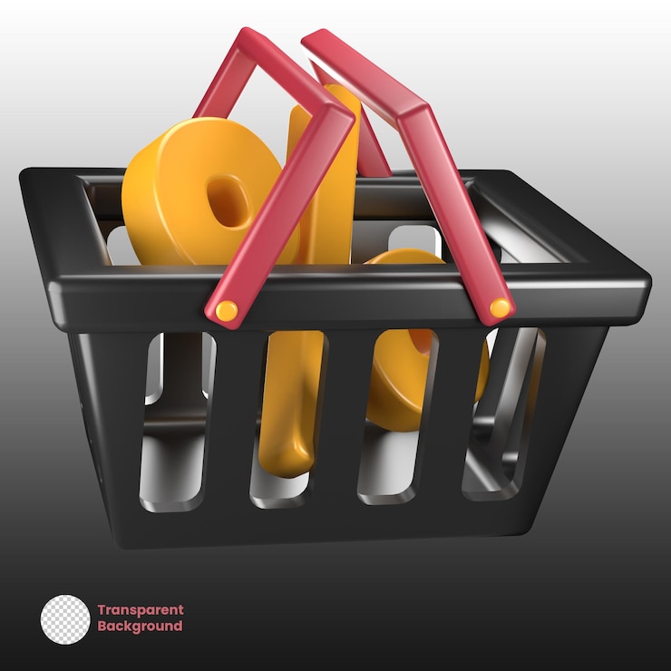 PSD cesto de compras de ícones 3d