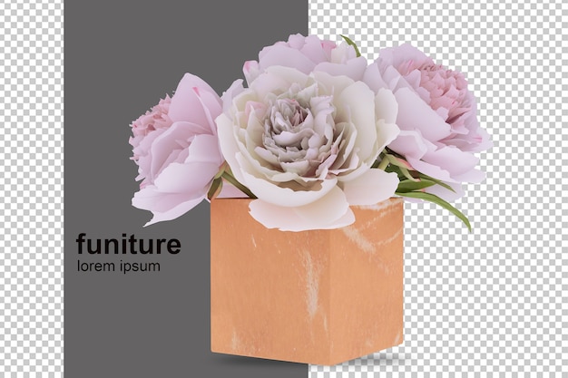 Cesto di fiori in rendering 3d