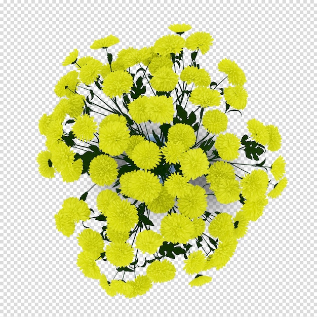 Cesto di fiori vista dall'alto nella rappresentazione 3d