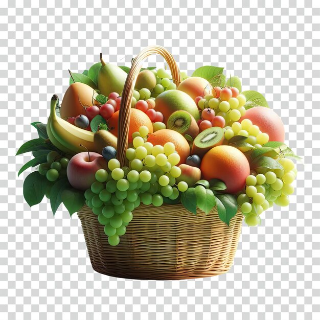 PSD cesto de frutas fondo transparente