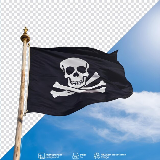 PSD céu com bandeira de pirata agitada isolado