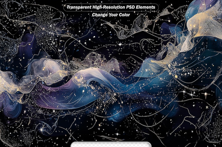 PSD céu noturno estrelado colorido espaço exterior fundo