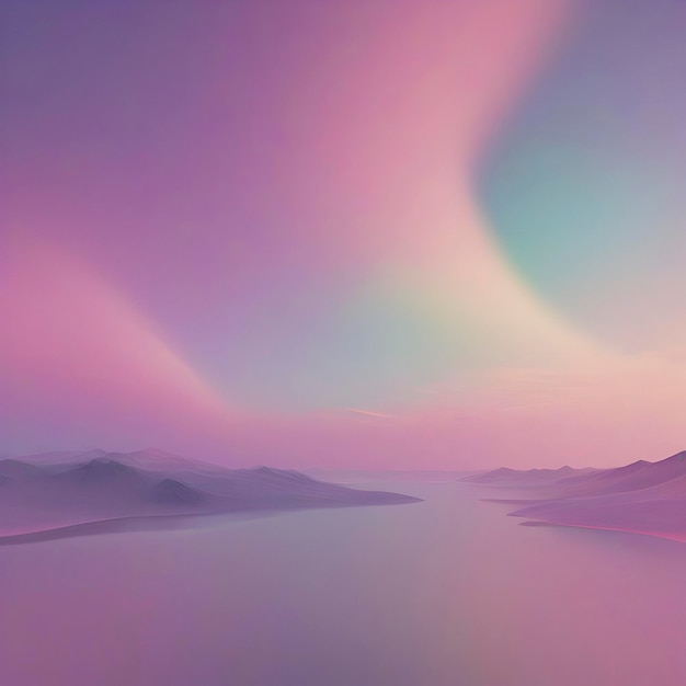 PSD céu pastel com cenário de aurora com transição de cores suave