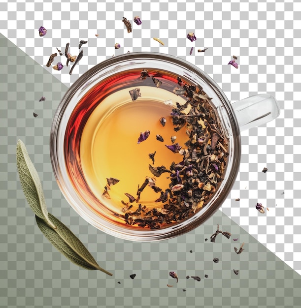 Chá de ervas com folhas e flores frescas