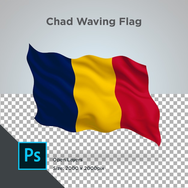 Chad flag wave transparente psd