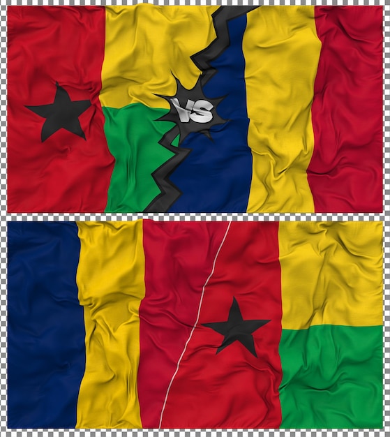 Chad vs Guinea Bissau Mezz'Unione di bandiera tessuto bump texture 3D Rendering