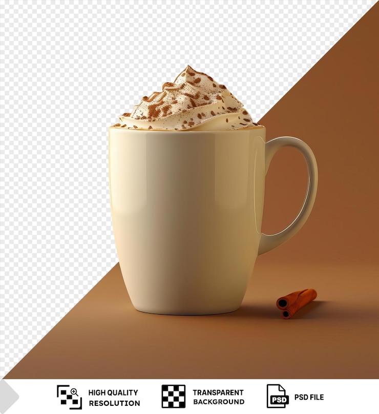PSD chai latte con especias en una taza blanca