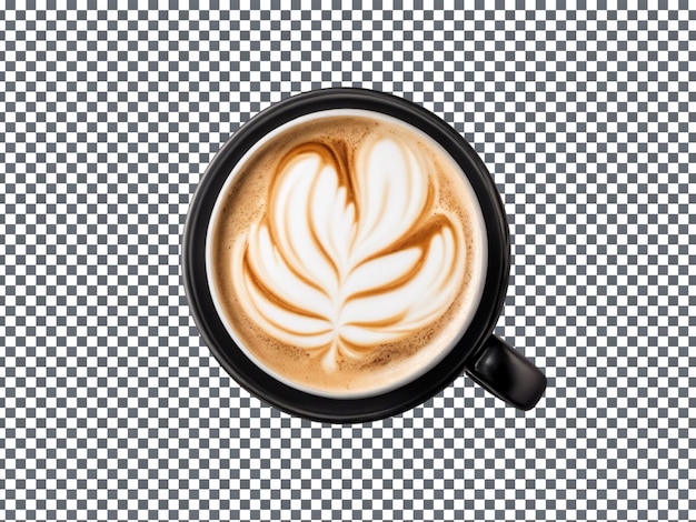 Un chai latte à la vanille dans une tasse noire isolée sur un fond transparent