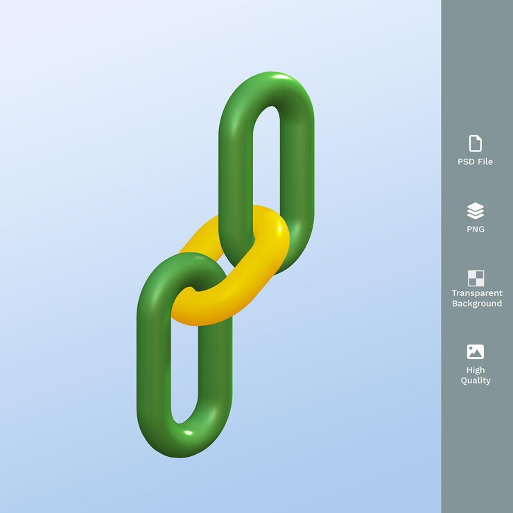 PSD chain link icon 3d render