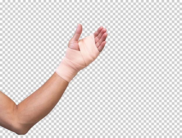 Chaîne de main cassée avec bandage élastique