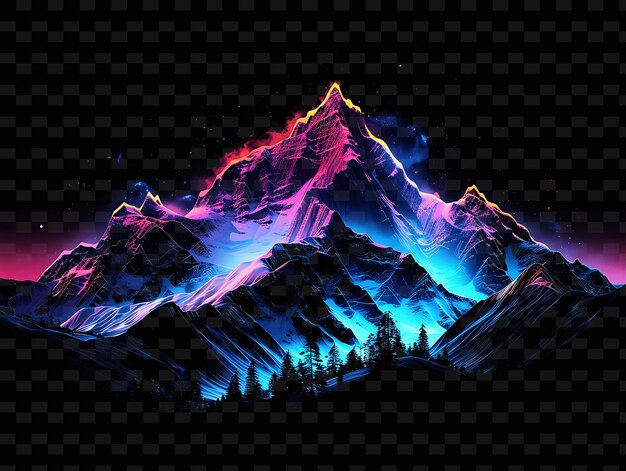 une chaîne de montagnes avec des lumières colorées