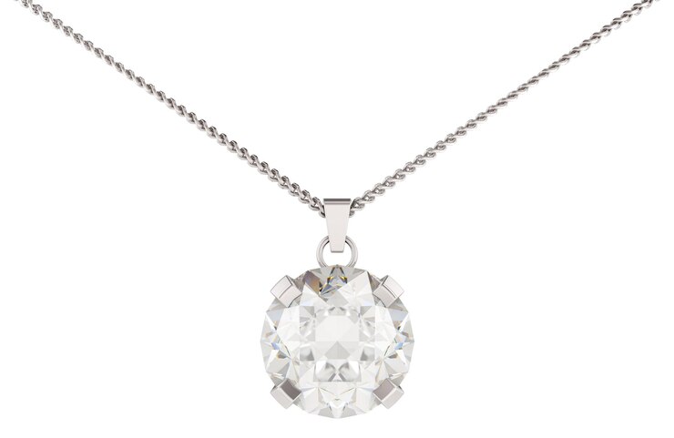 PSD chaîne en platine avec pendentif en diamant rendu 3d isolé sur fond transparent