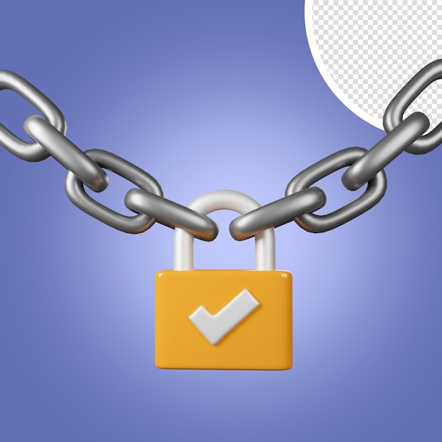 Chaîne en rendu 3d avec cadenas