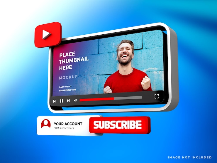 PSD chaîne youtube promotion 3d render