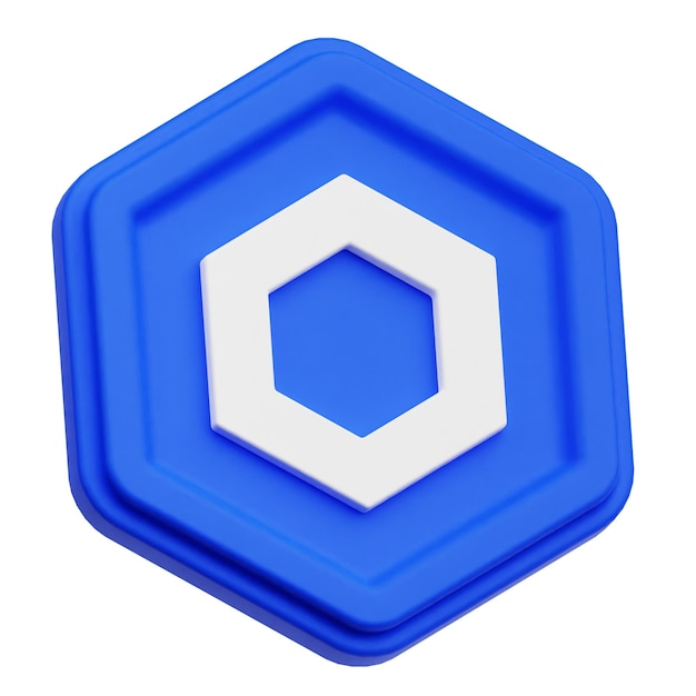 Chainlink-Krypto-Token 3D-Symbol isoliert auf weißem Hintergrund